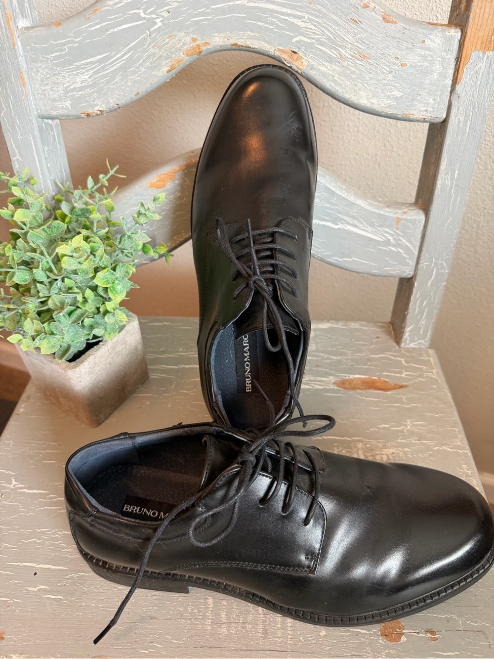 Bruno Marc Men's Black Leather Derby Shoes